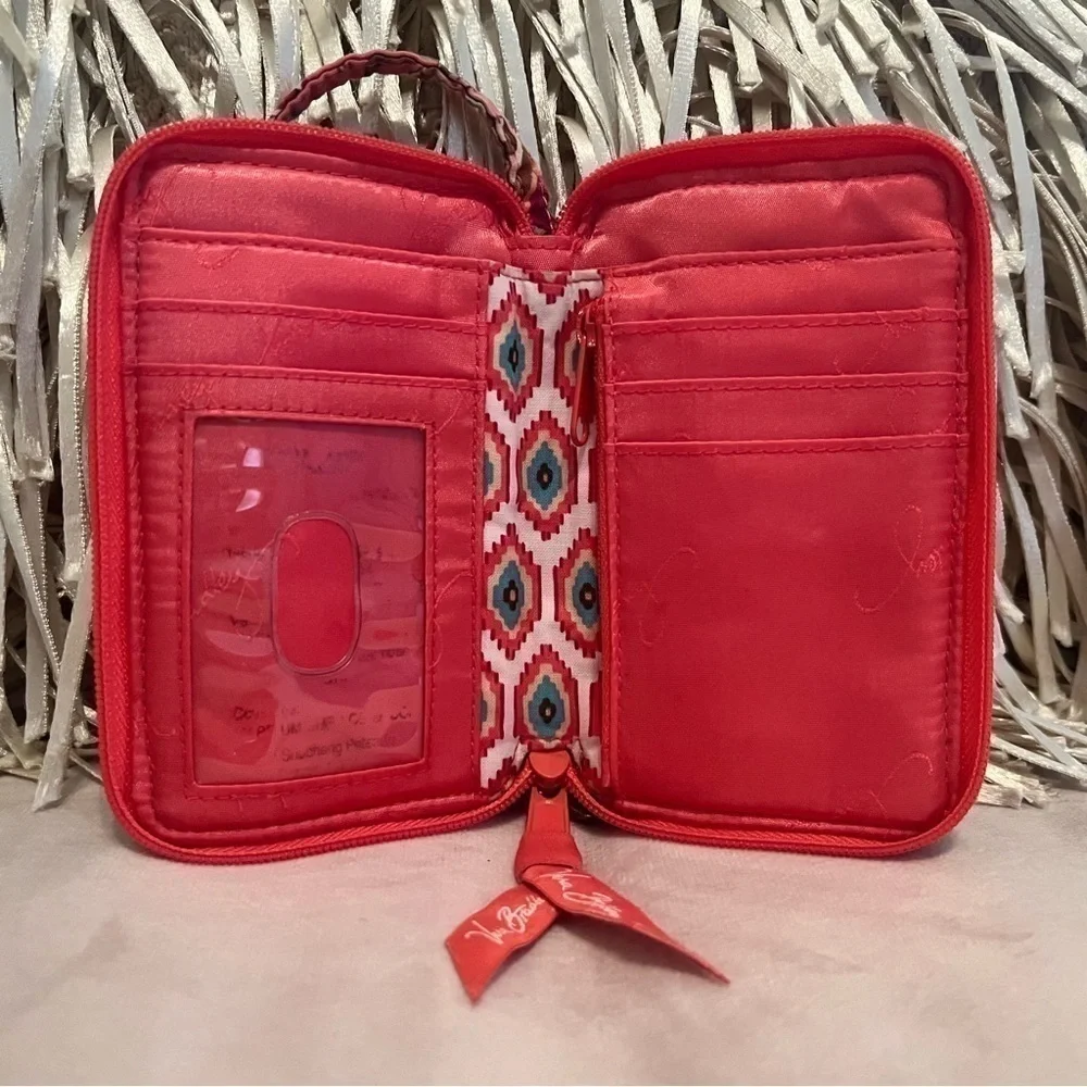 VERA BRADLEY Call Me Coral Carry It All Wristlet Wallet 2 Ways Lippies Case